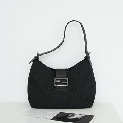 Fendi Zucca Black Canvas Shoulder Bag