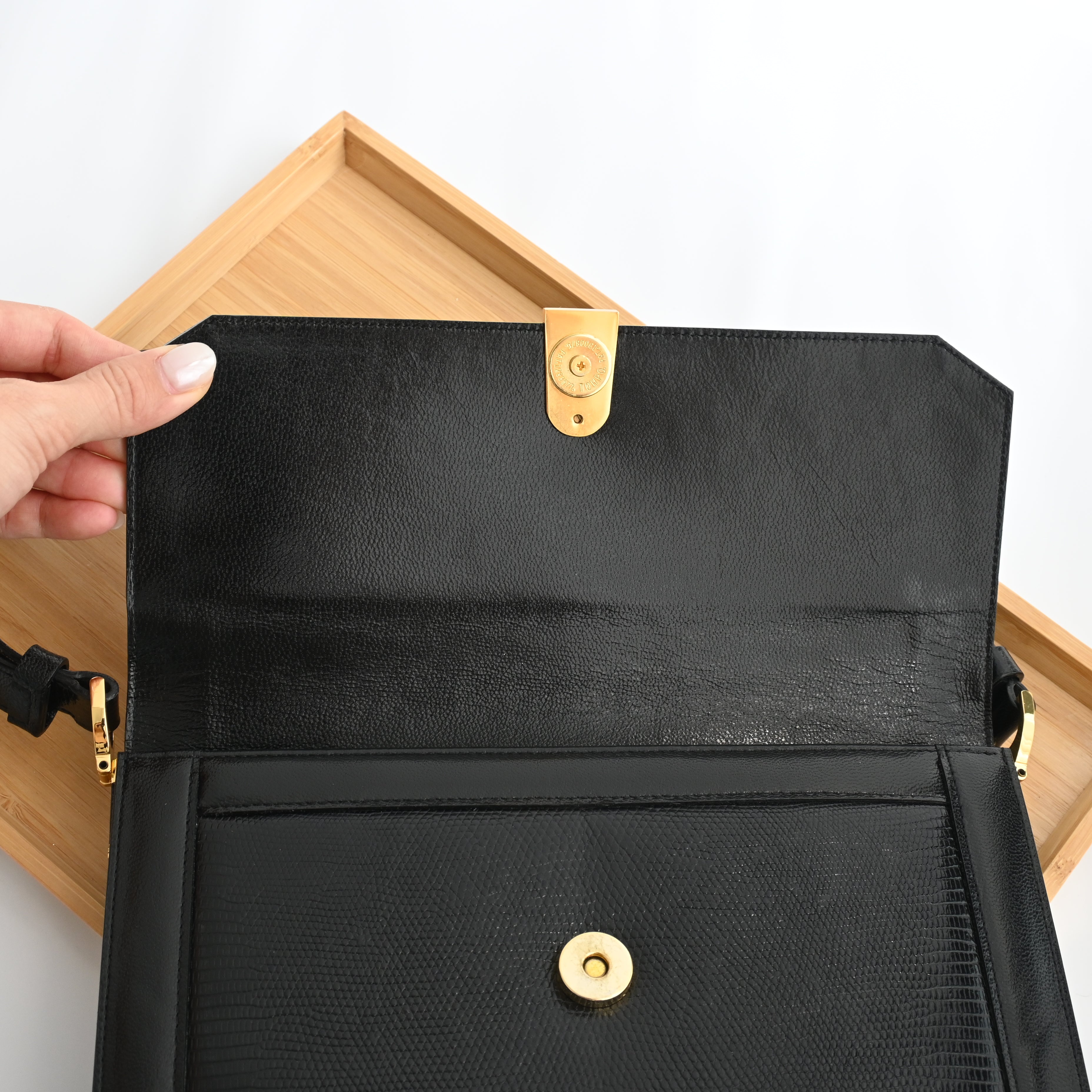 バッグ Vintage Saint Laurent Lizard ShoulderBag Yves Saint Laurent Shoulder Bag Lizard Embossed Leather Vintage