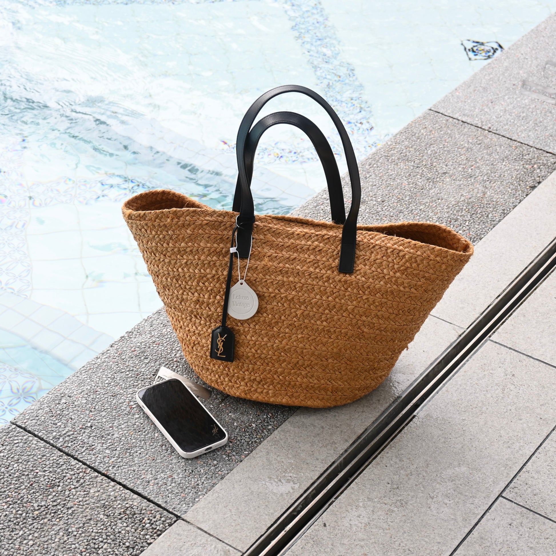 Yves Saint Laurant YSL Medium Panier Raffia Tote - Leluxe Vintage Sdn. Bhd.