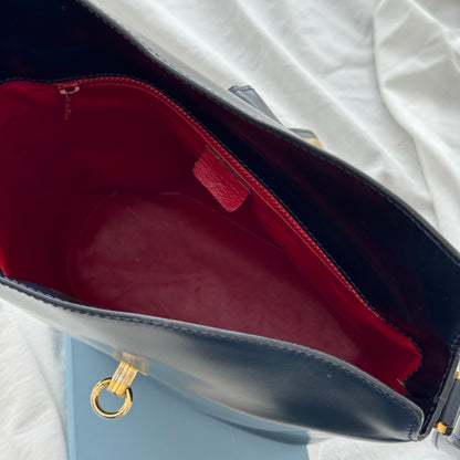 Celine Vintage Navy Gancini Bucket Bag