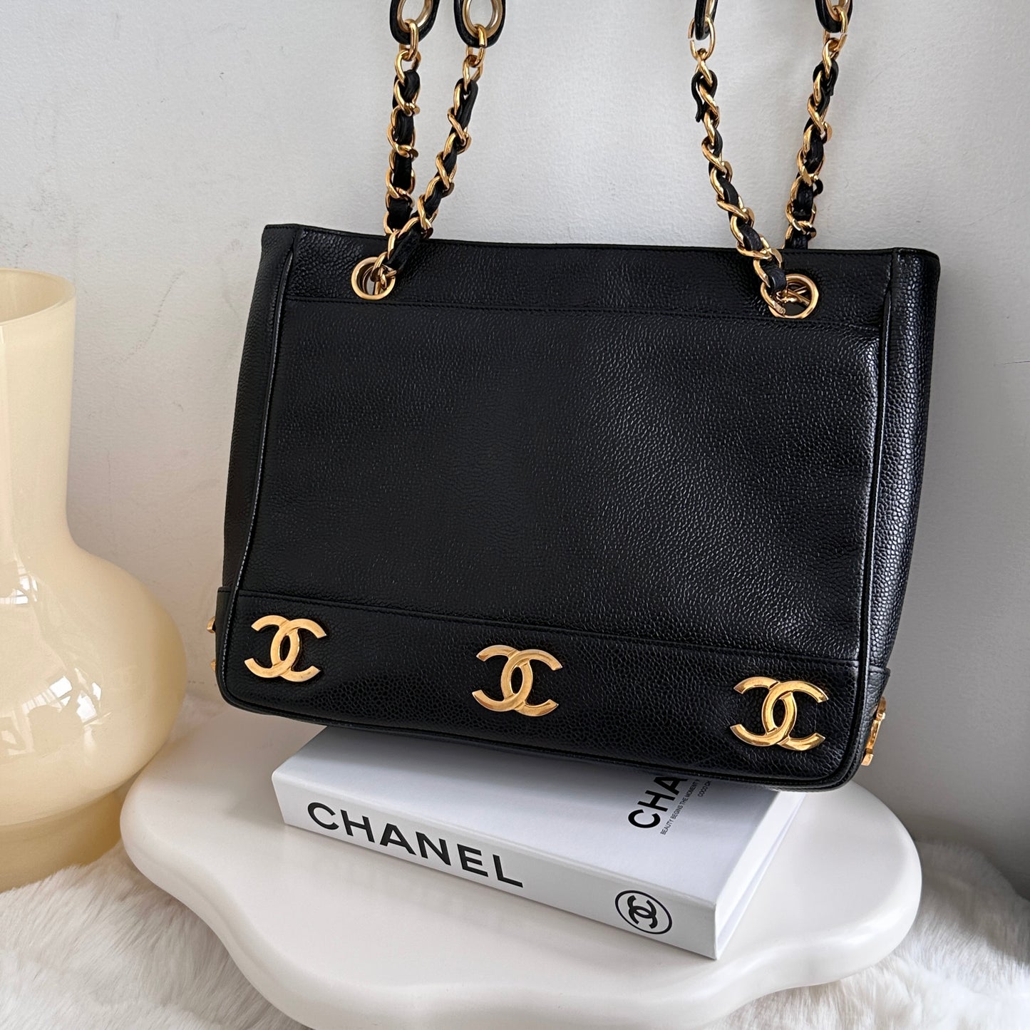 Chanel Black Caviar Gold CC