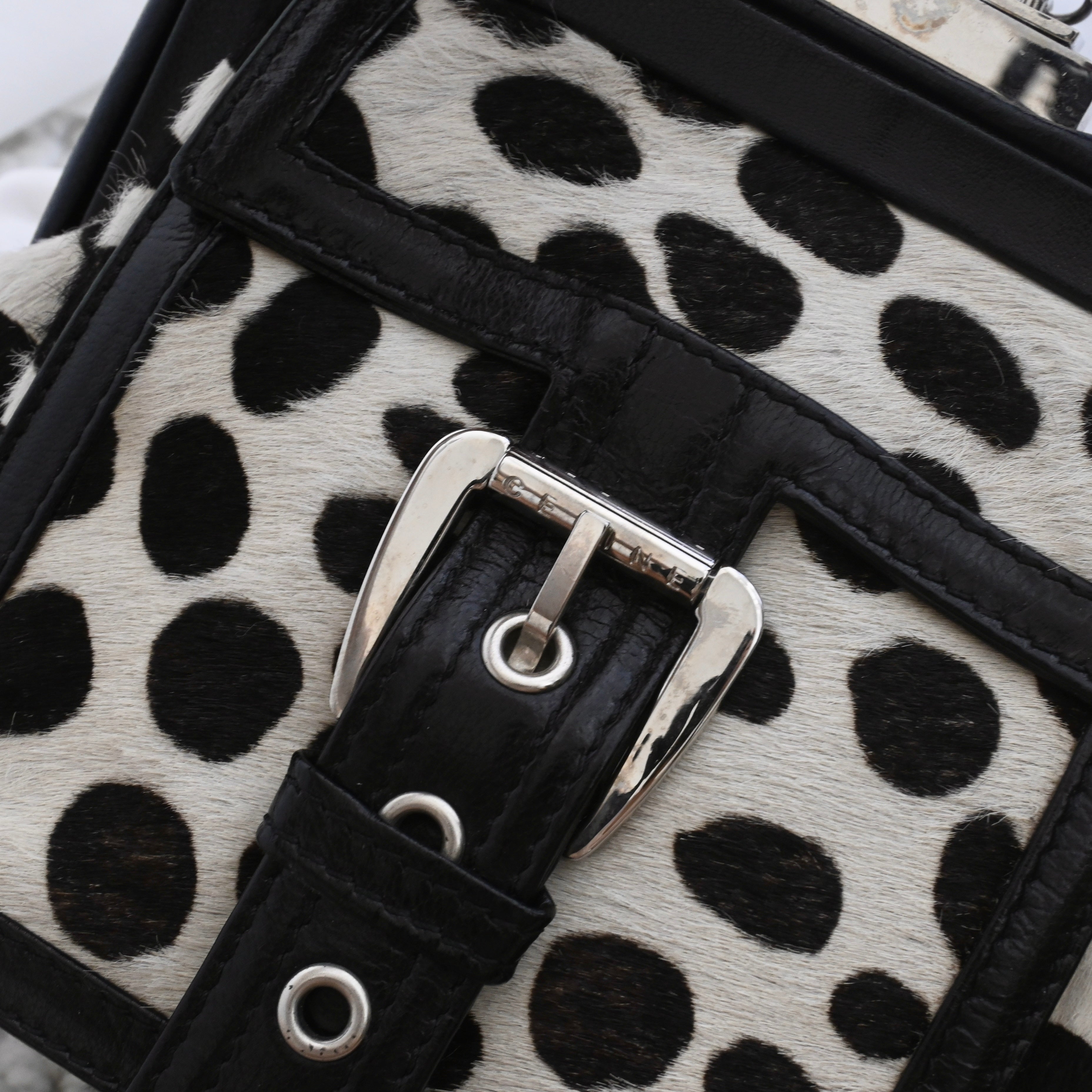Celine Dalmatian Pattern Pony Hair Kiss Lock Mini Bag - Leluxe Vintage Sdn. Bhd.