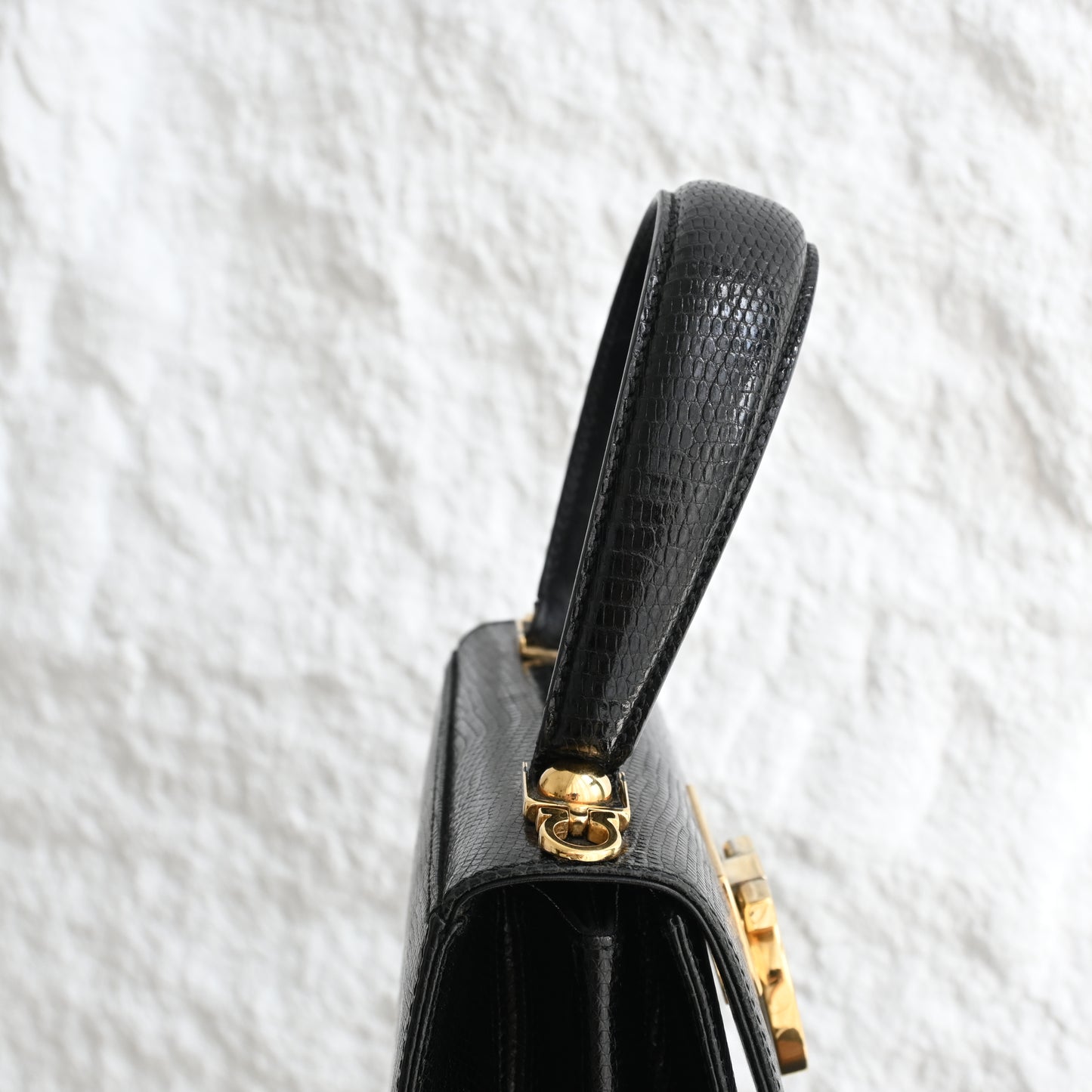 Salvatore Ferragamo Gancini Kelly Small in Embossed Lizard Leather