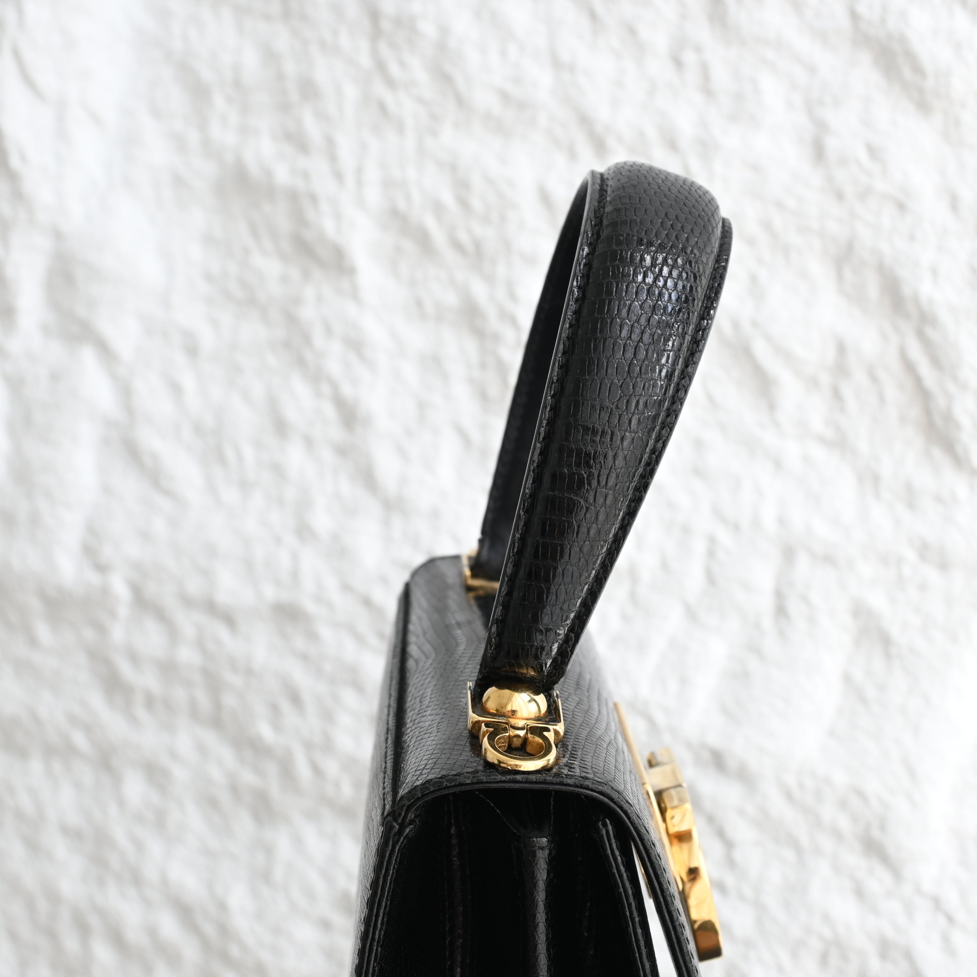Salvatore Ferragamo Gancini Kelly Small in Embossed Lizard Leather - Leluxe Vintage Sdn. Bhd.