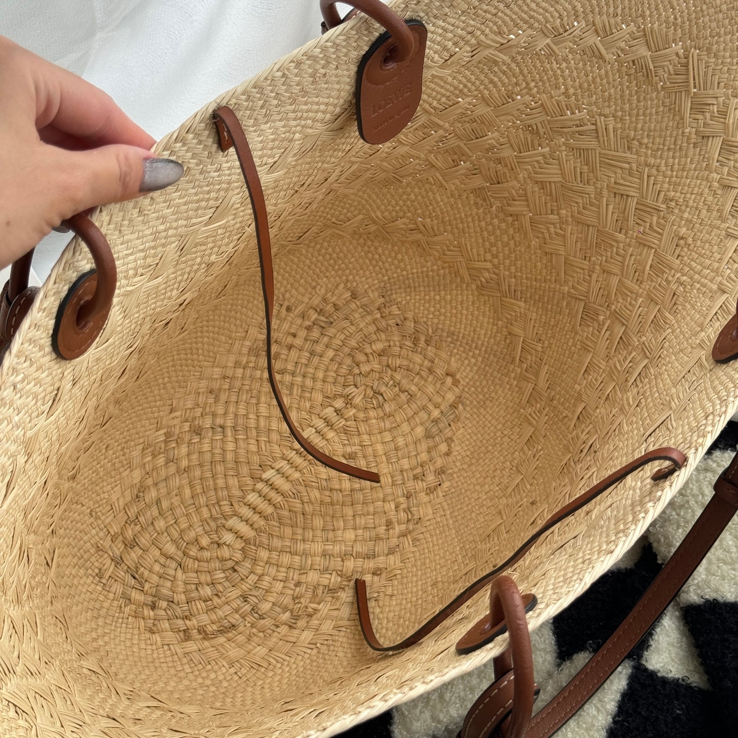 Loewe Anagram Woven Basket Raffia Tote Bag