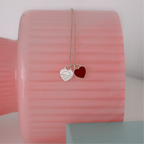 Tiffany Return To Tiffany Double Heart Tag Necklace Red