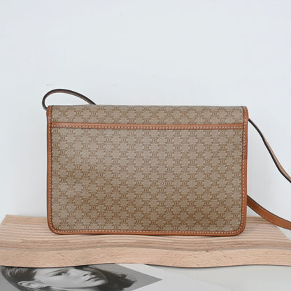 Celine Triomphe Monogram Beige Crossbody Messenger Bag