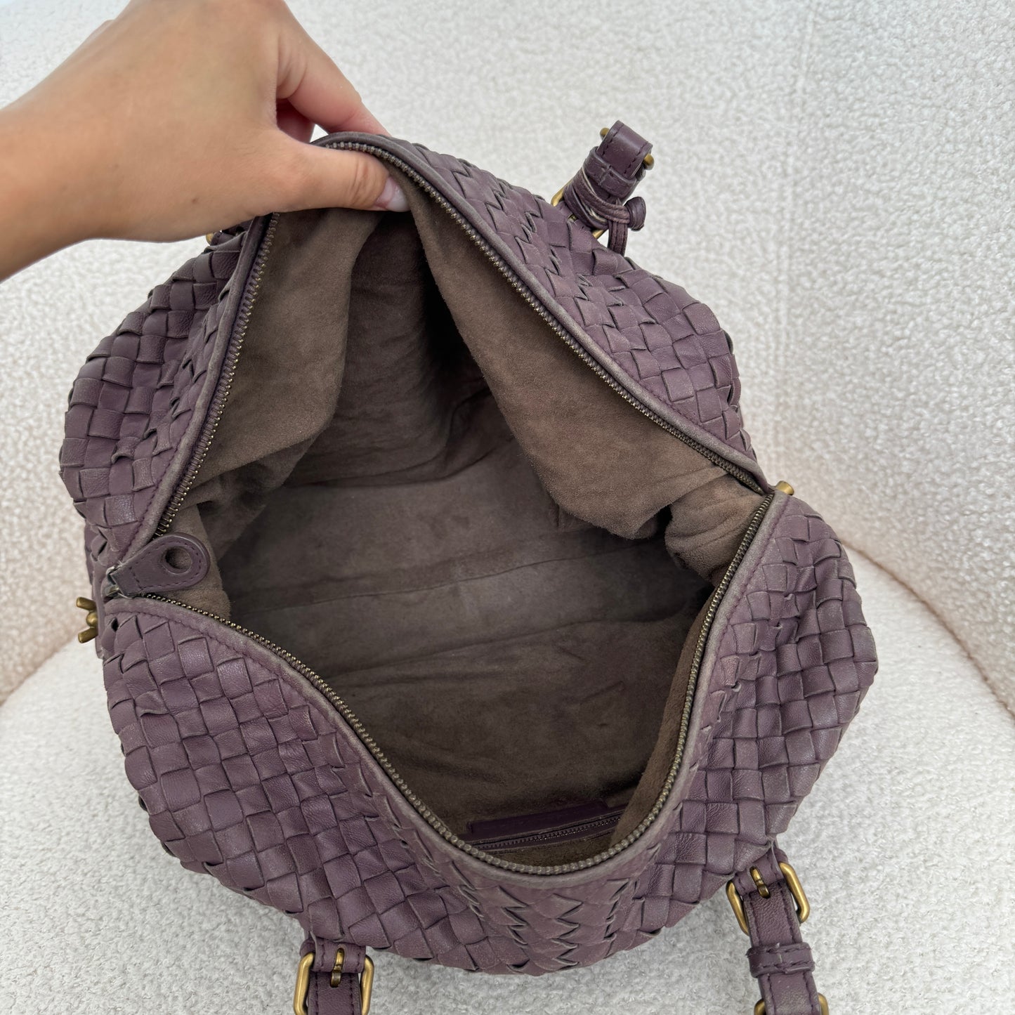 Bottega Veneta Violet Boston Bag