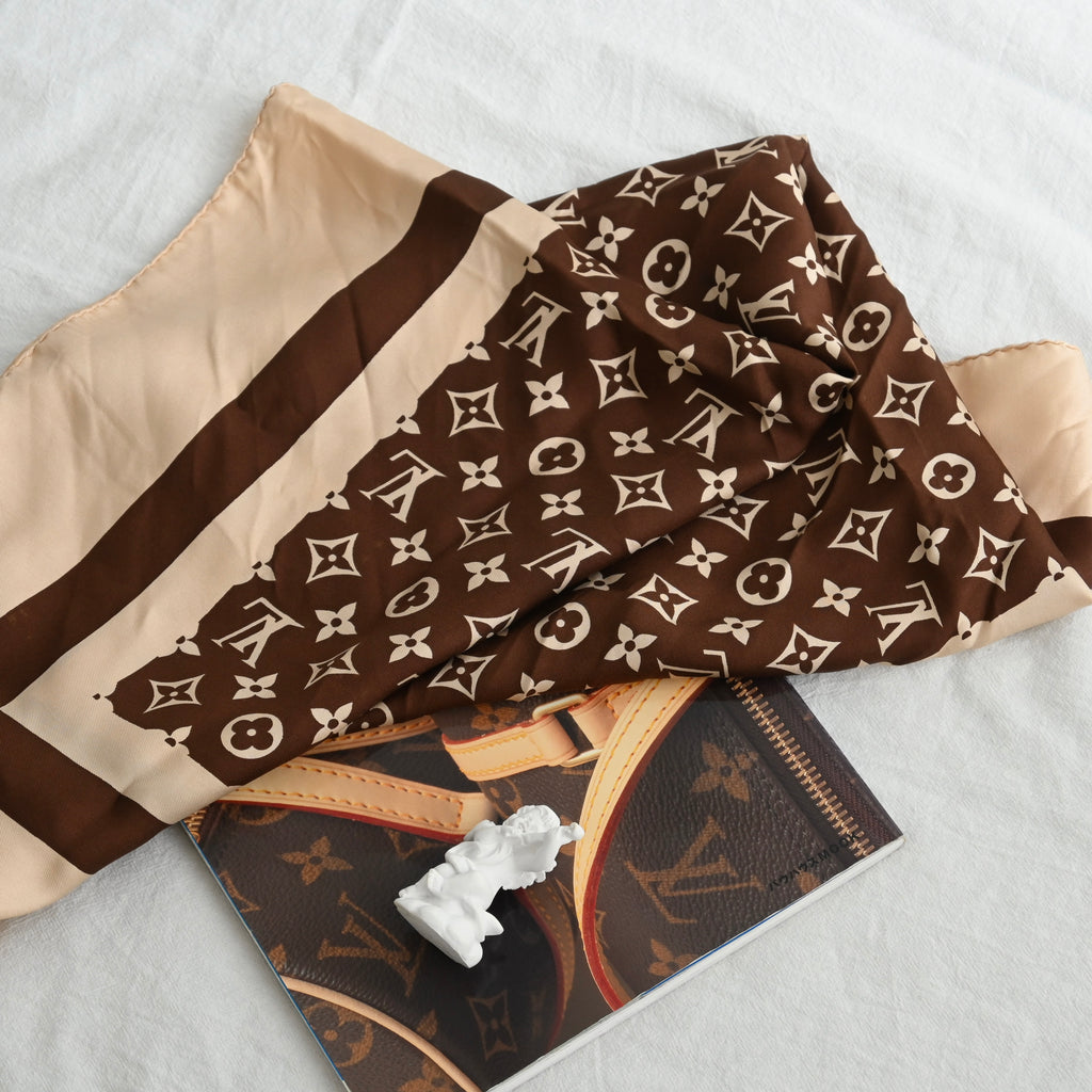 Louis Vuitton Vintage Brown Monogram Scarf - Leluxe Vintage Sdn. Bhd.