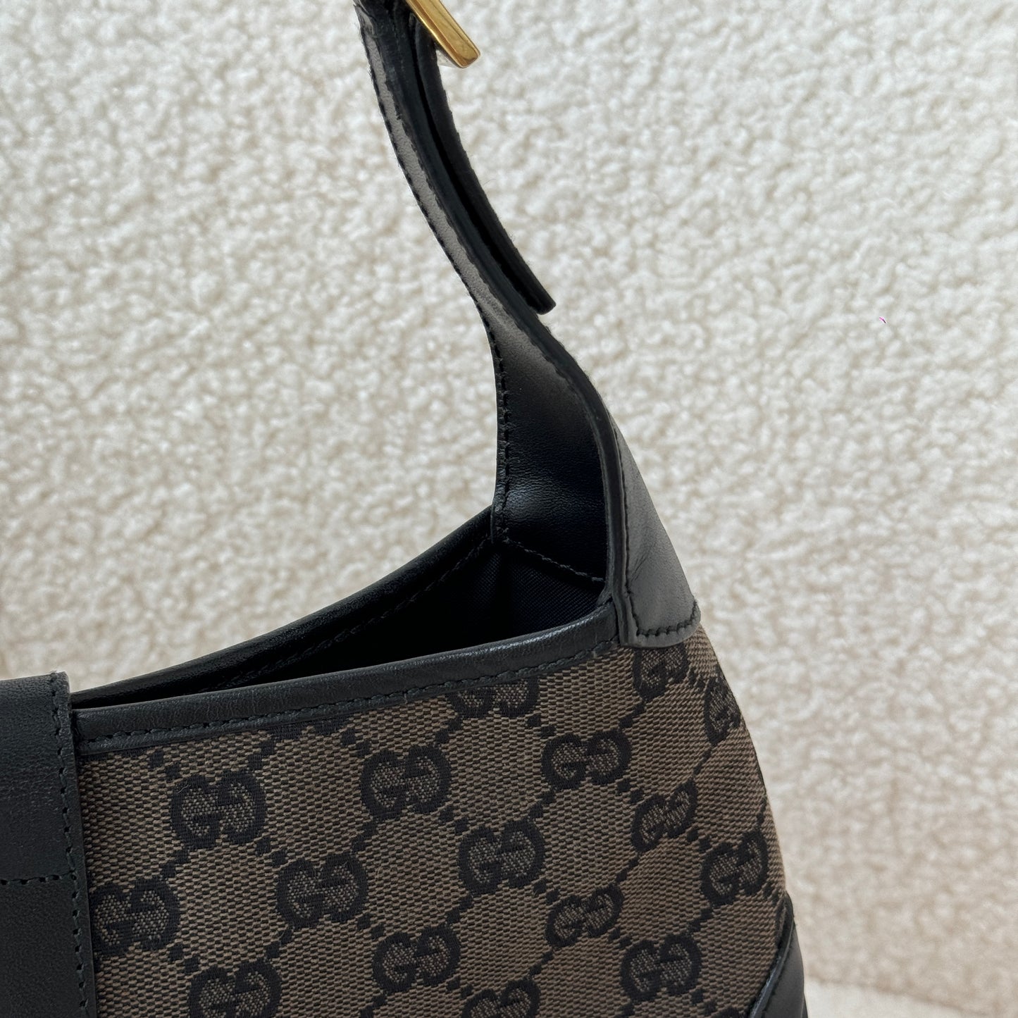 Old Gucci Small Jackie Hobo in Black Monogram