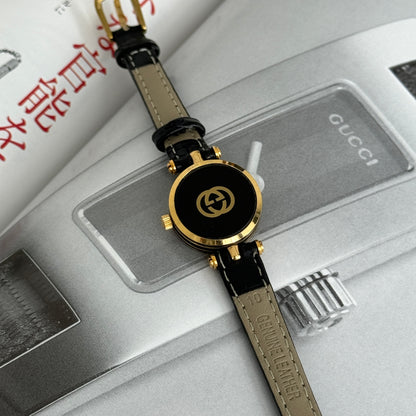 Gucci 2000l Gold Plated Black Dial