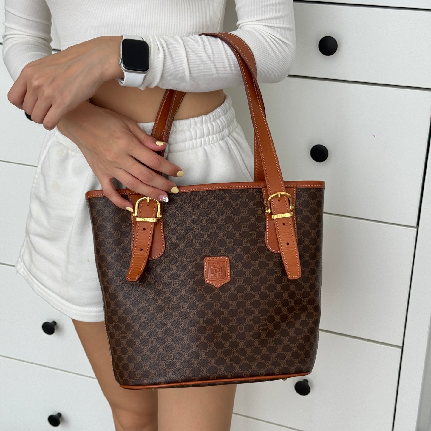 Celine Brown Macadam Triomphe Tote