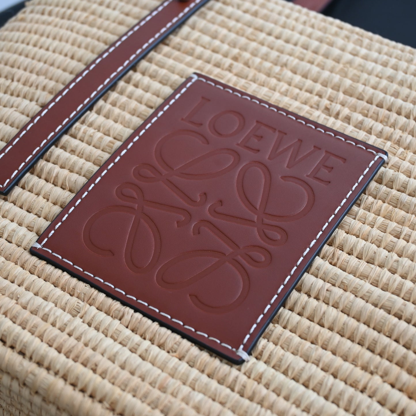 Loewe Anagram Small Square Basket Bag in Raffia