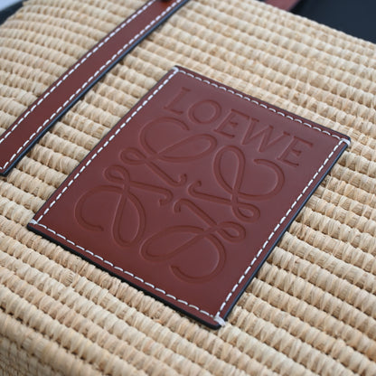 Loewe Anagram Small Square Basket Bag in Raffia