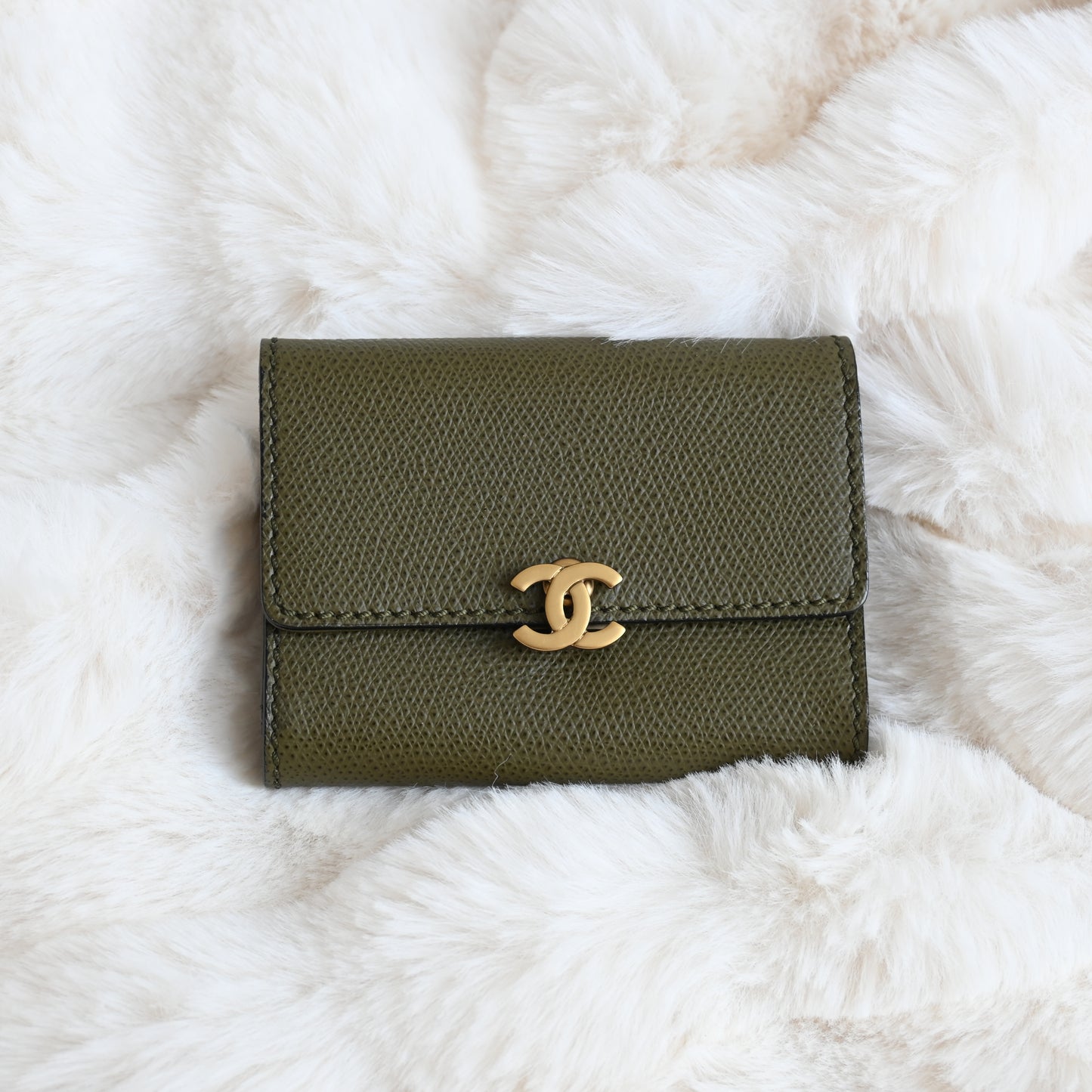 Chanel Khaki Trifold Cardholder
