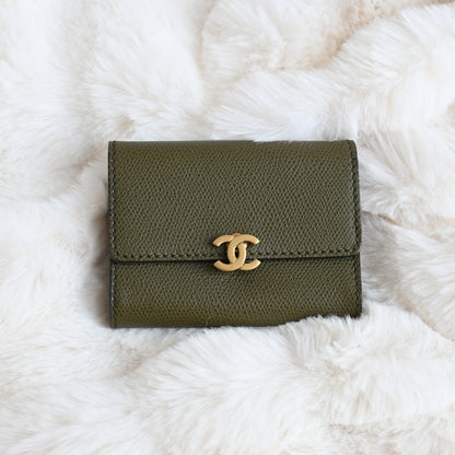 Chanel Khaki Trifold Cardholder