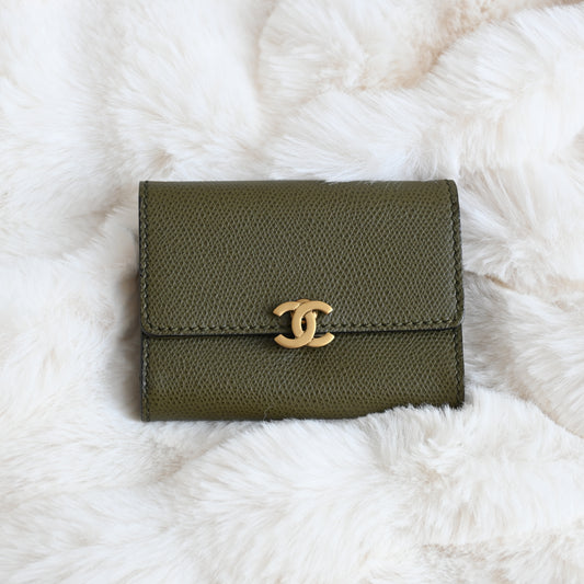 Chanel Khaki Trifold Cardholder