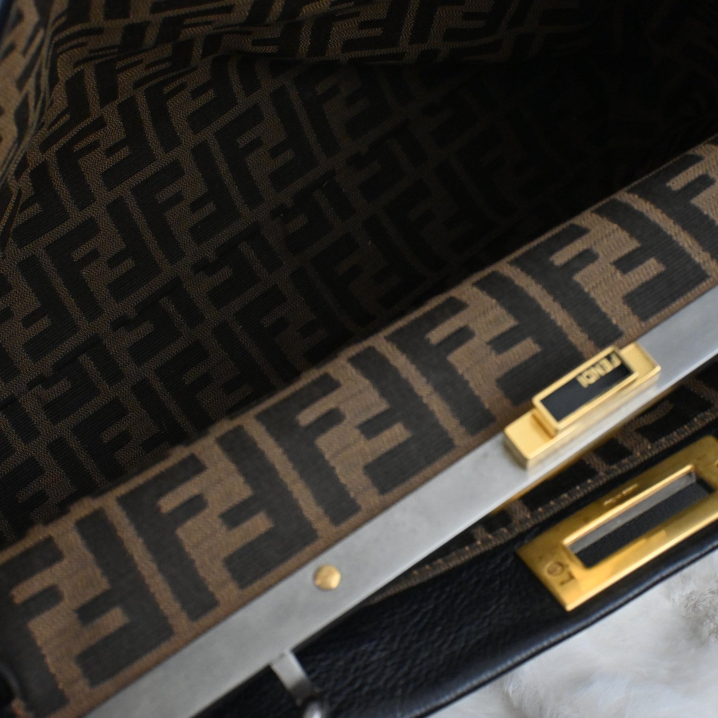 Fendi Large Peekaboo Zucca Monogram Lining