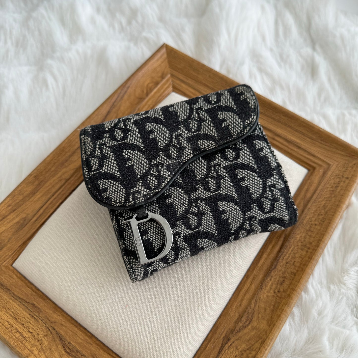 Dior Compact Wallet in Navy Monogram