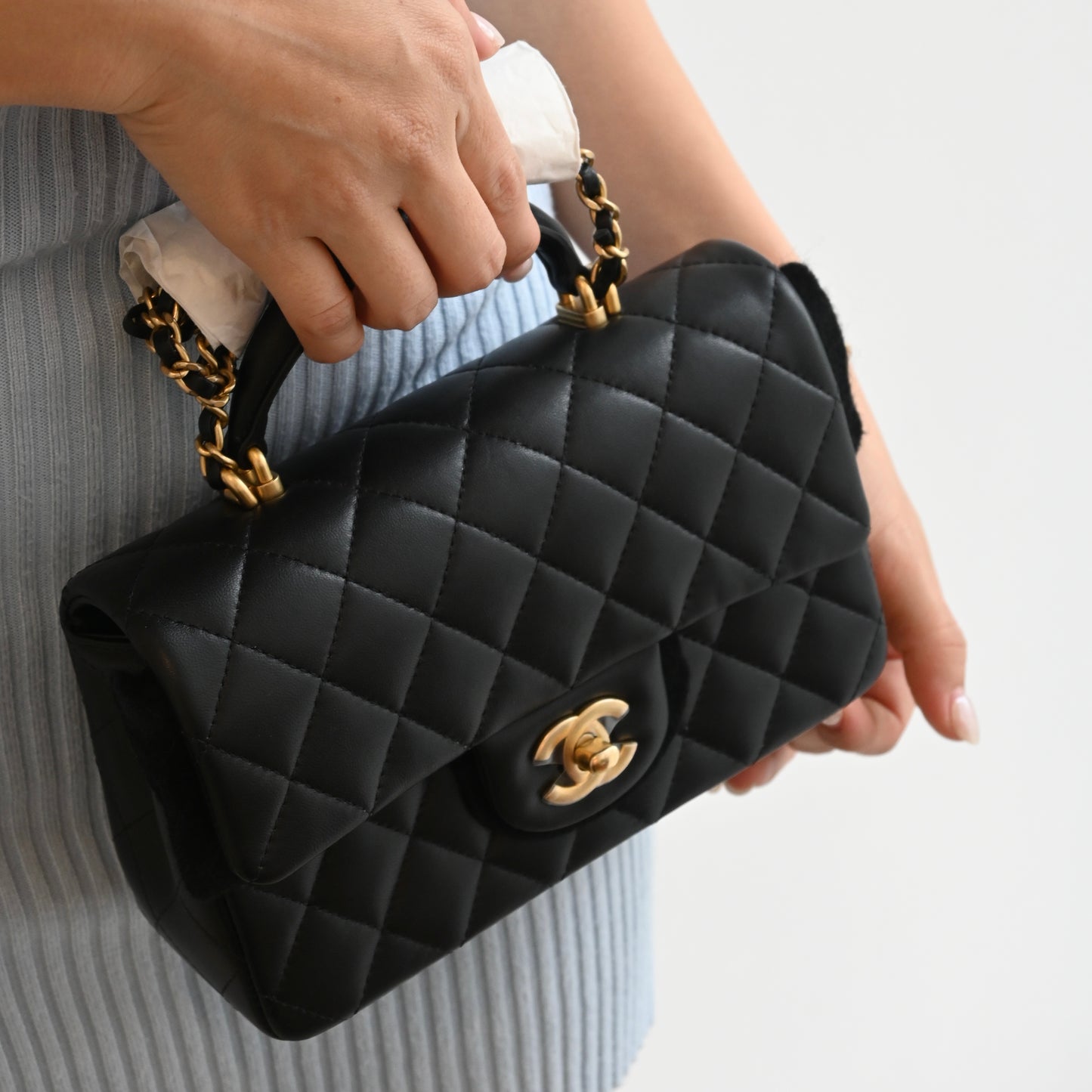 Chanel Mini Flap Top Handle Lambskin