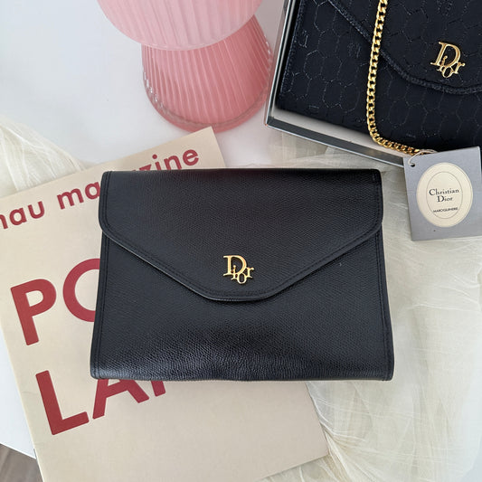 Dior Black Honeycomb Leather