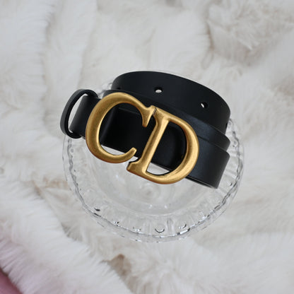 Dior CD logo Belt 75 Leather Black