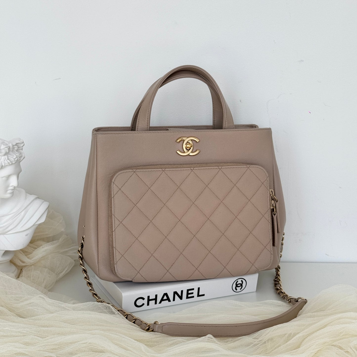 Chanel Beige Caviar Business Affinity Tote