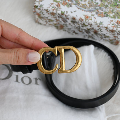 Dior CD logo Belt 70 Leather Black