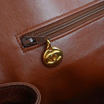 Chanel Timeless Caviar Brown Tote with Gold Ball