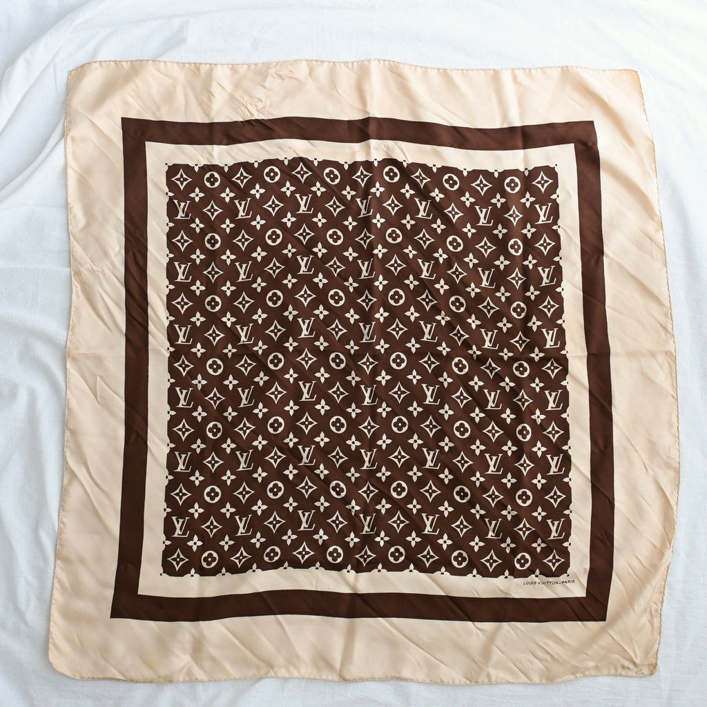 Louis Vuitton Vintage Brown Monogram Scarf - Leluxe Vintage Sdn. Bhd.