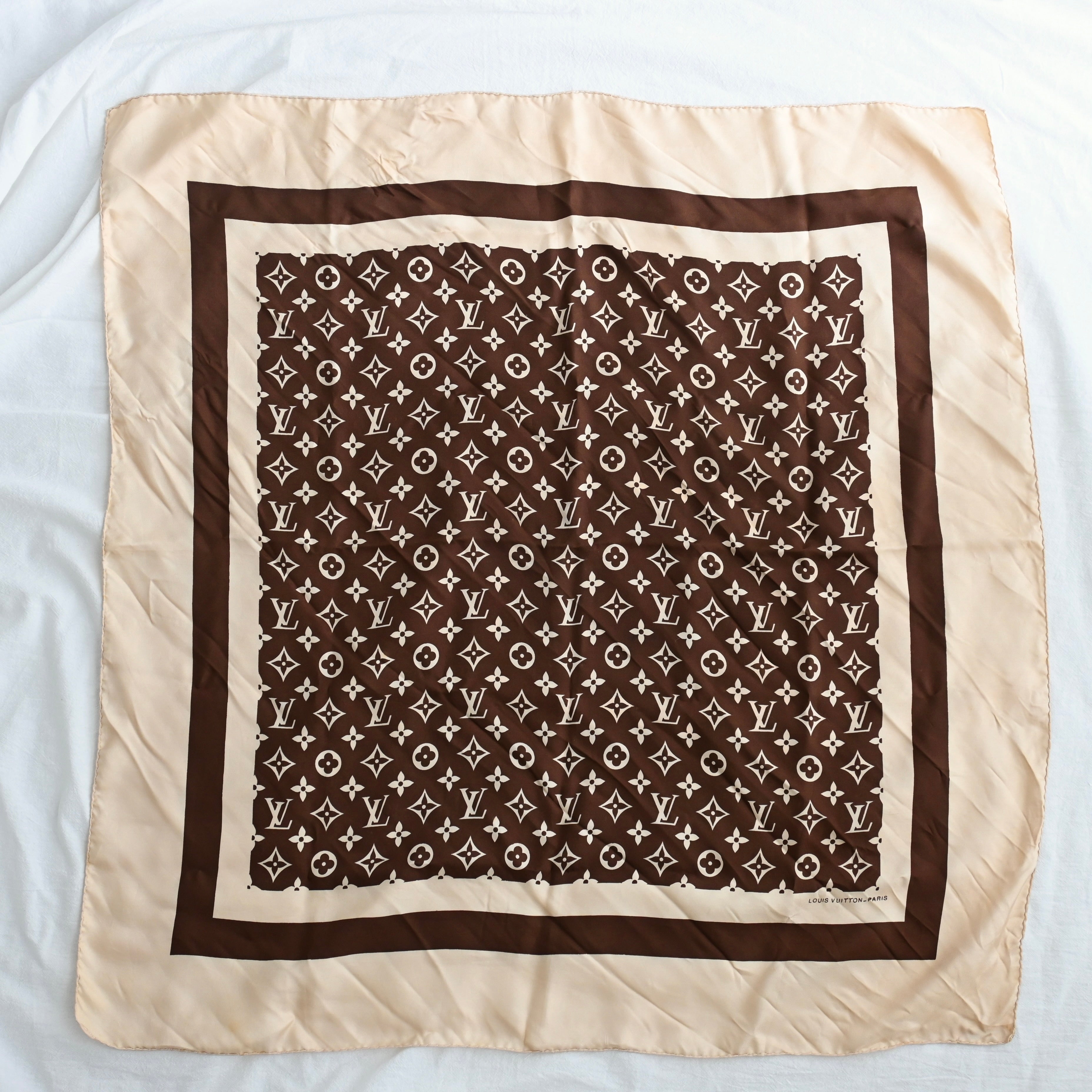 Louis Vuitton Vintage Brown Monogram Scarf - Leluxe Vintage Sdn. Bhd.