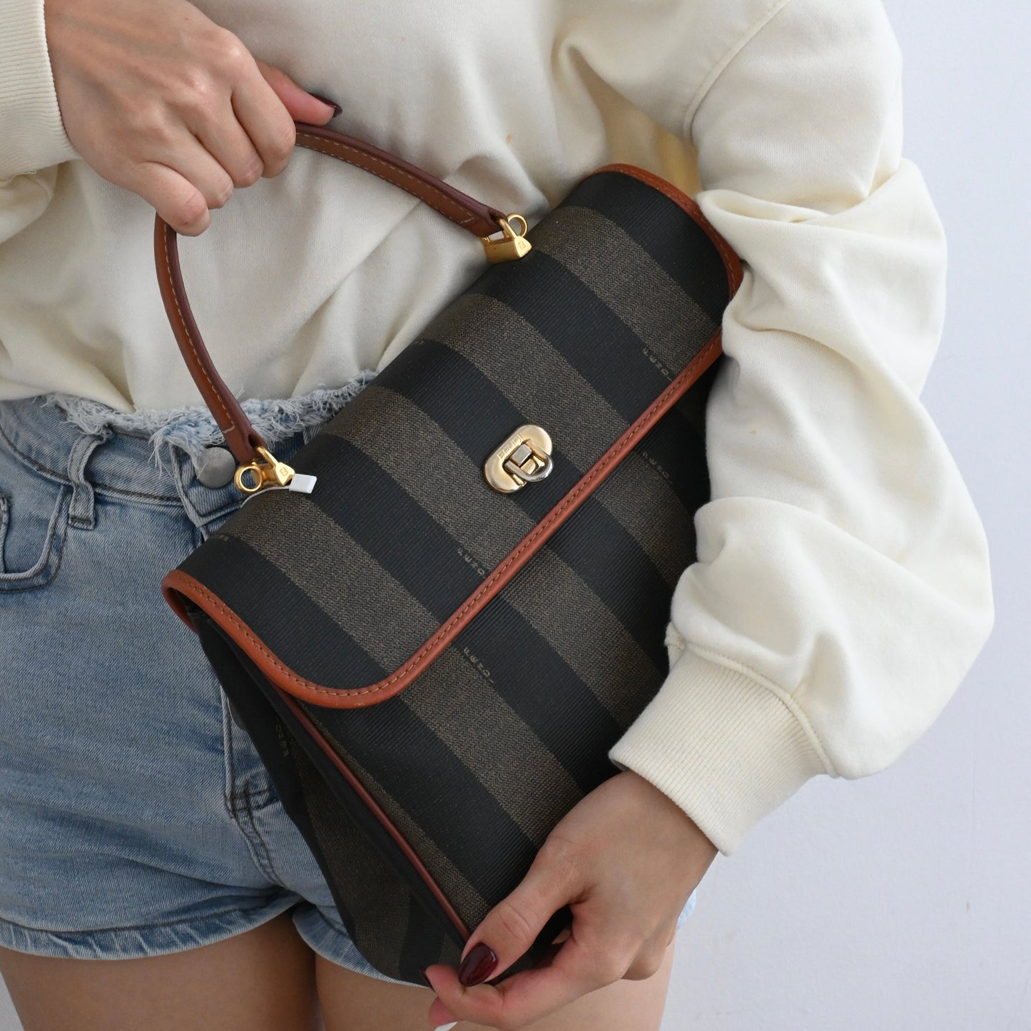 Fendi Pequin Striped Kelly Handcarry - Leluxe Vintage Sdn. Bhd.