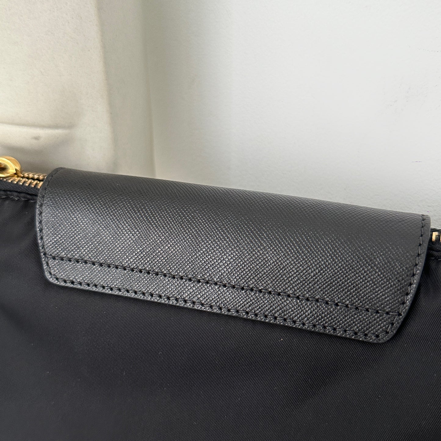 Prada Tessuto Saffiano Nylon Leather Black Chain