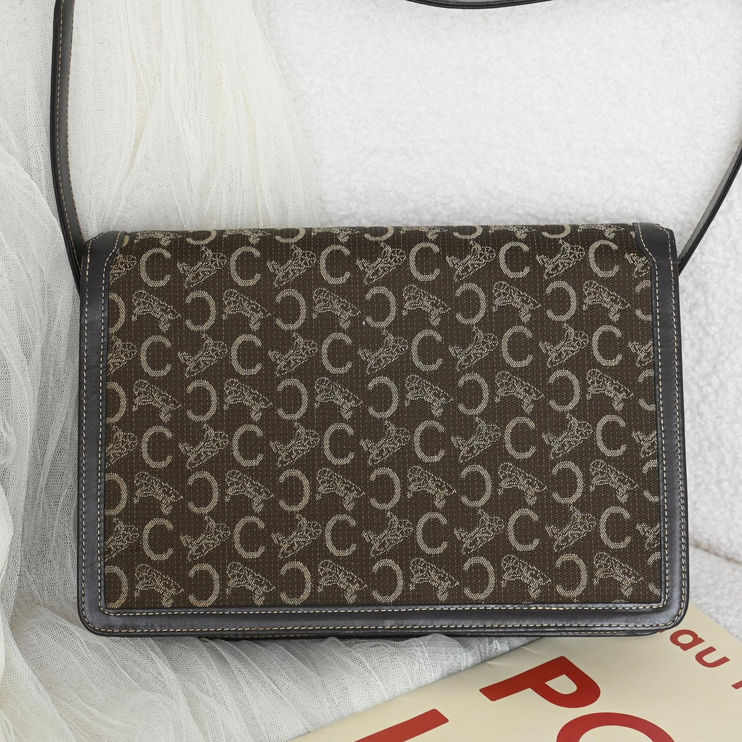 Celine Horse Carriage Brown Macadam Cloth Shoulder Bag