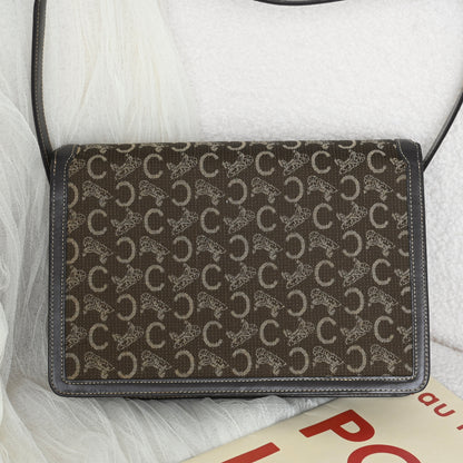 Celine Horse Carriage Brown Macadam Cloth Shoulder Bag