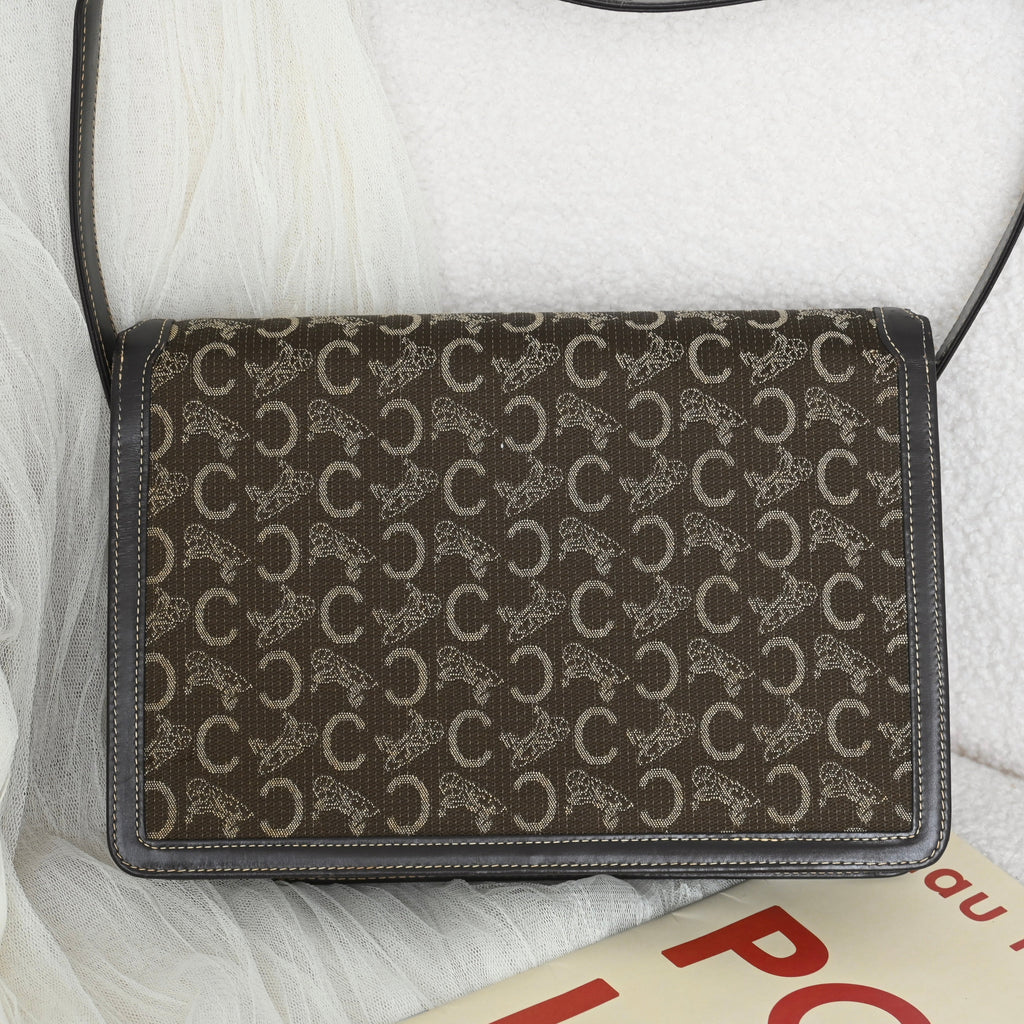 Celine Horse Carriage Brown Macadam Cloth Shoulder Bag