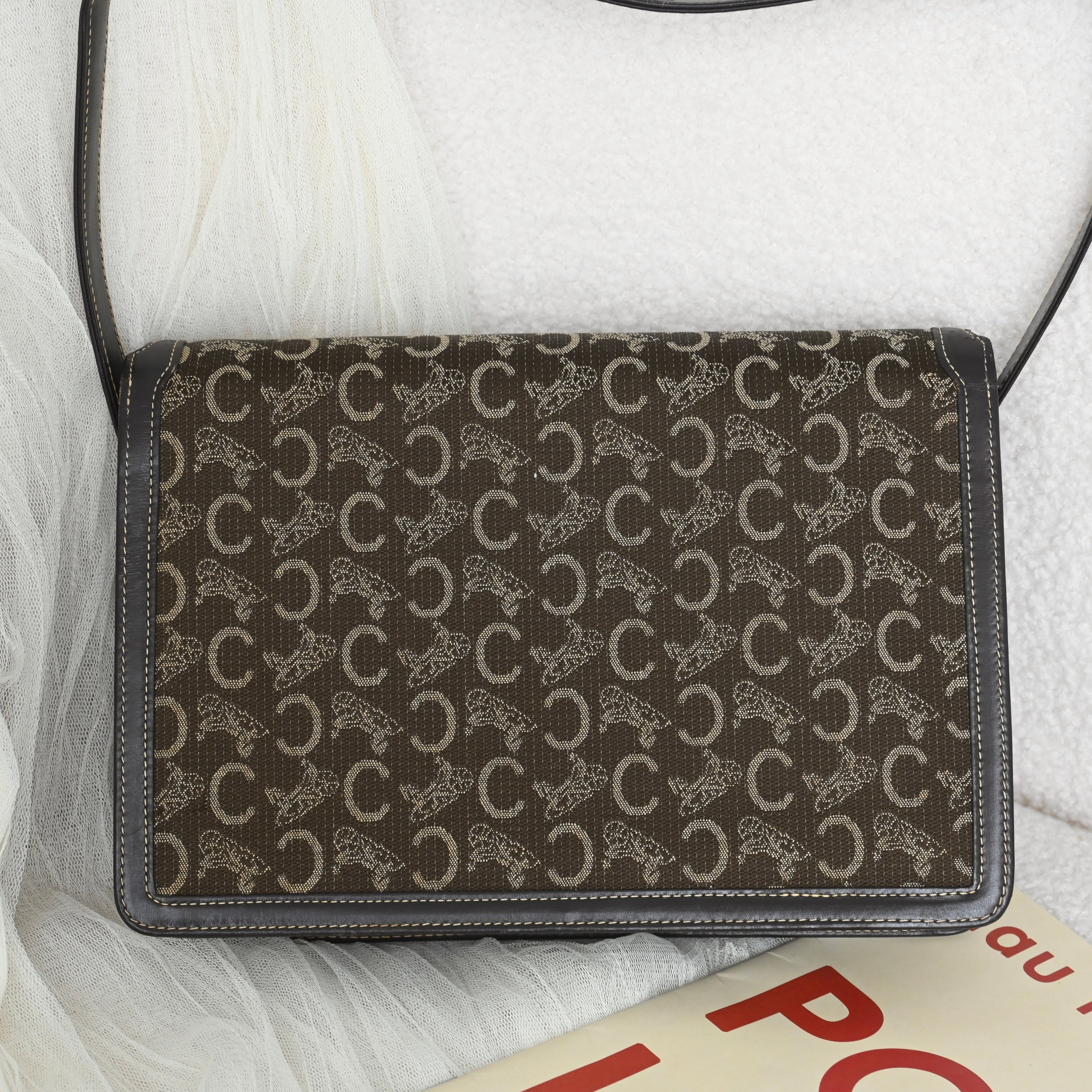 Celine Horse Carriage Brown Macadam Cloth Shoulder Bag