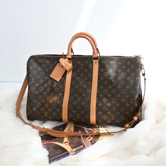 Louis Vuitton Monogram Keepall 55 with strap