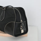 Prada Black Nylon Contrast Stitching Shoulder Bag