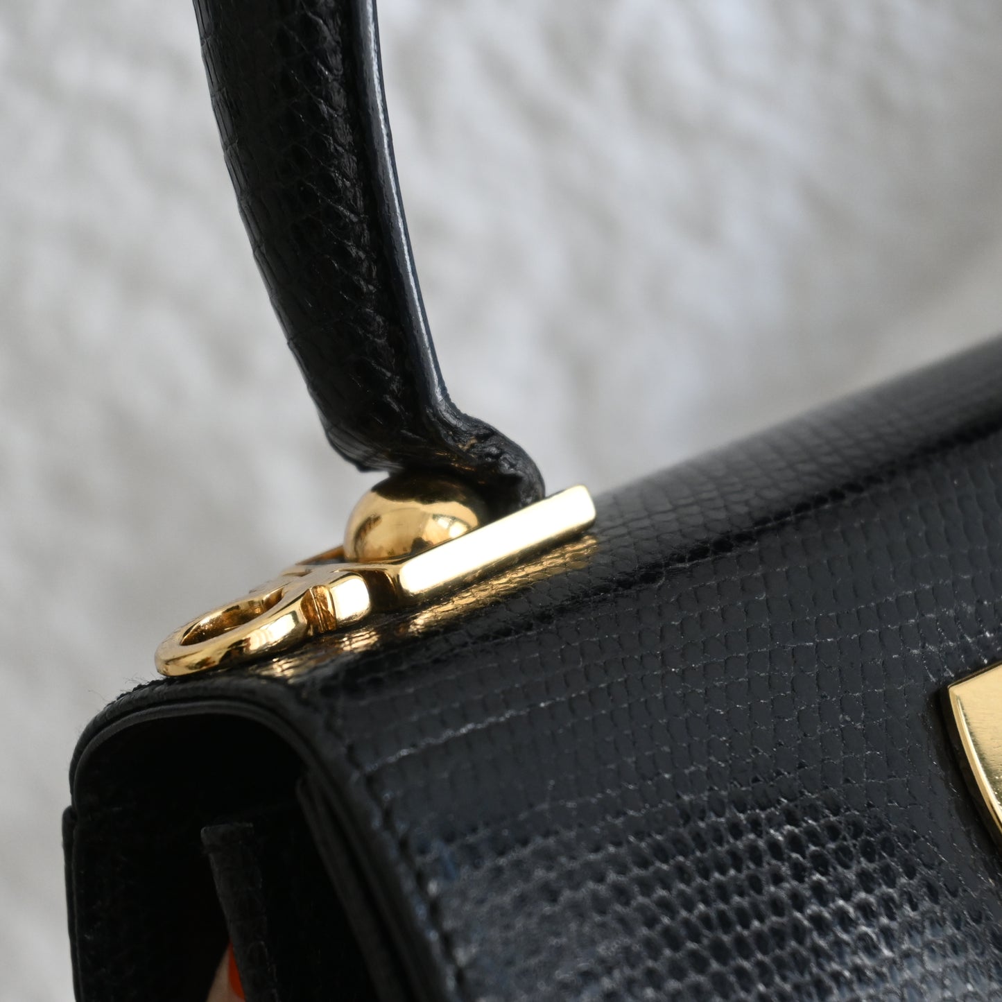 Salvatore Ferragamo Gancini Kelly Small in Embossed Lizard Leather