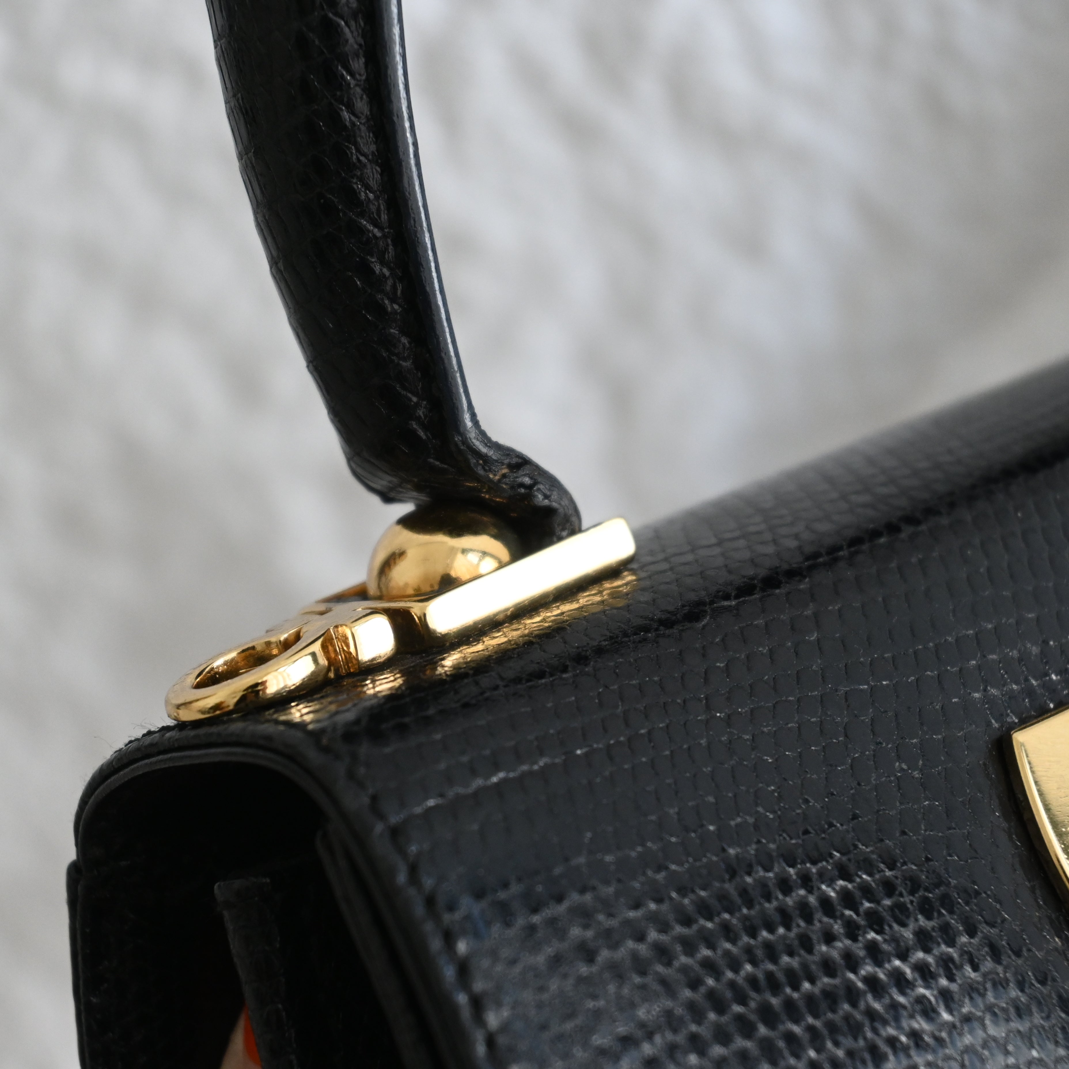 Salvatore Ferragamo Gancini Kelly Small in Embossed Lizard Leather - Leluxe Vintage Sdn. Bhd.