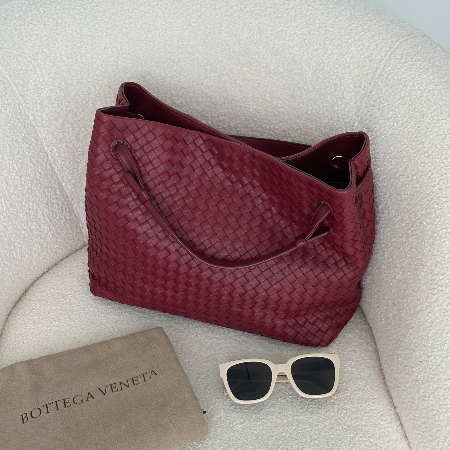 Bottega Veneta Intrecciato Garda Bag Burgundy - Leluxe Vintage Sdn. Bhd.