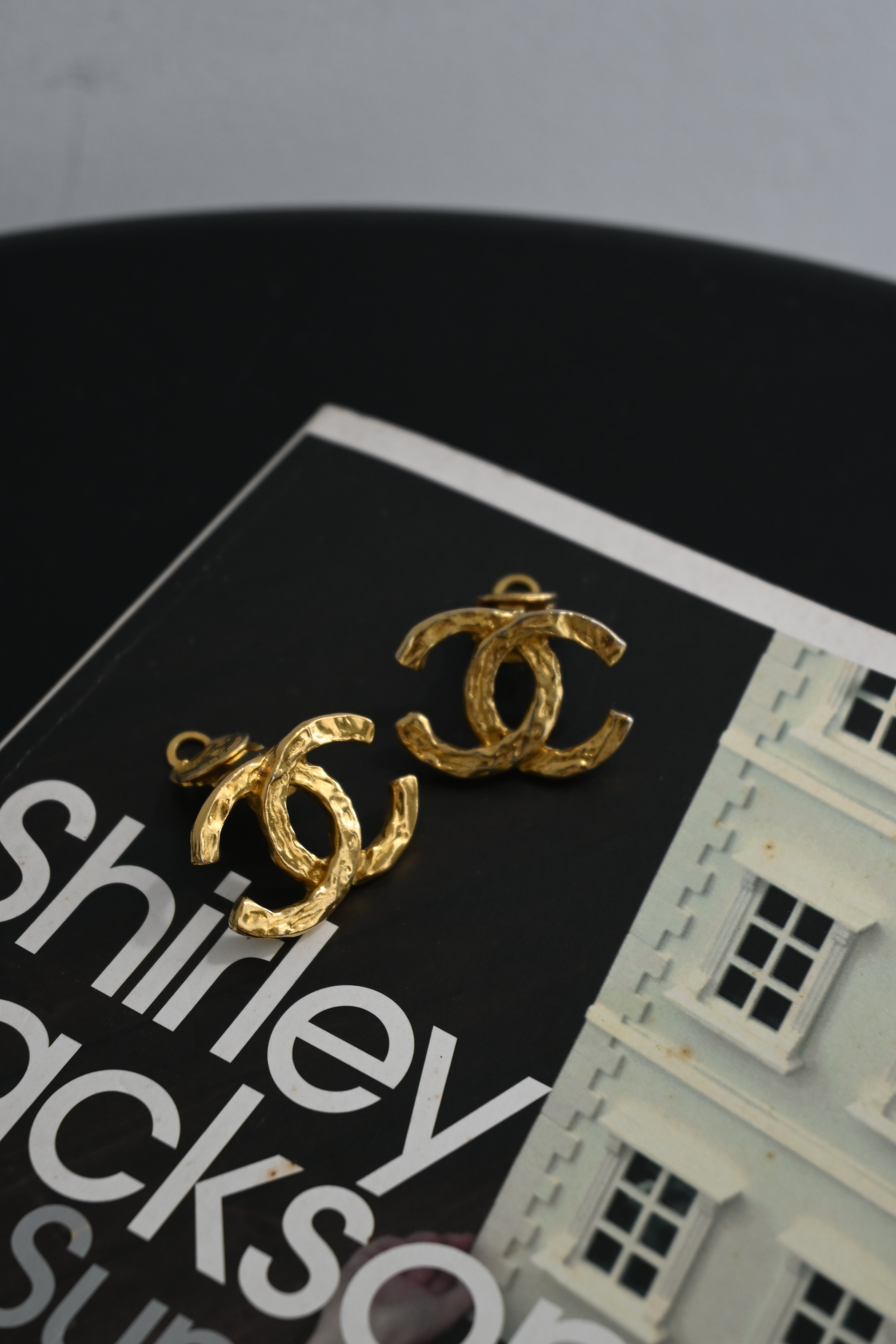 Chanel Coco Earclips with Hammered Texture - Leluxe Vintage Sdn. Bhd.
