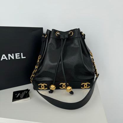 Chanel Triple C Caviar Drawstring Bucket Bag