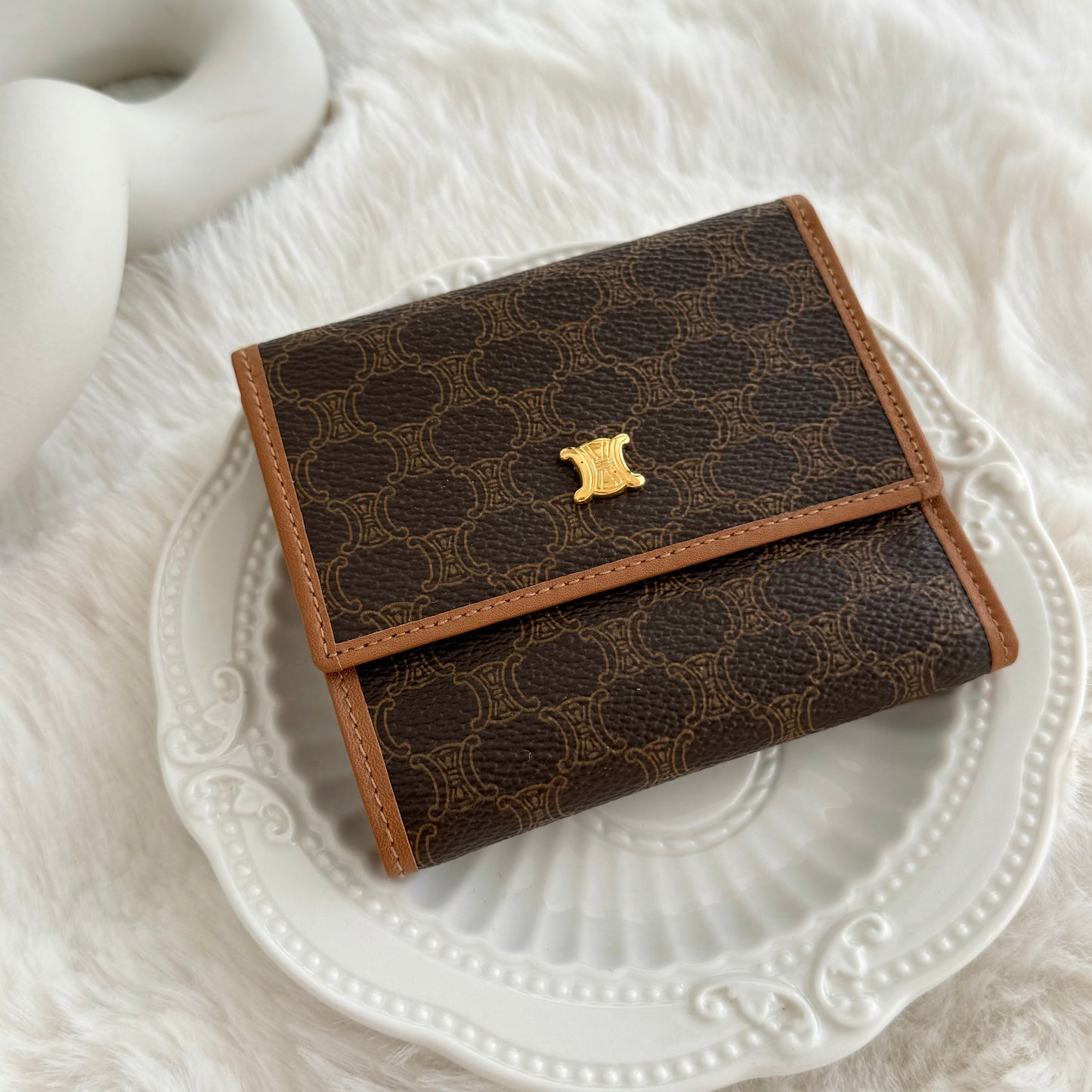 Celine Macadame Monogram Trifold Wallet