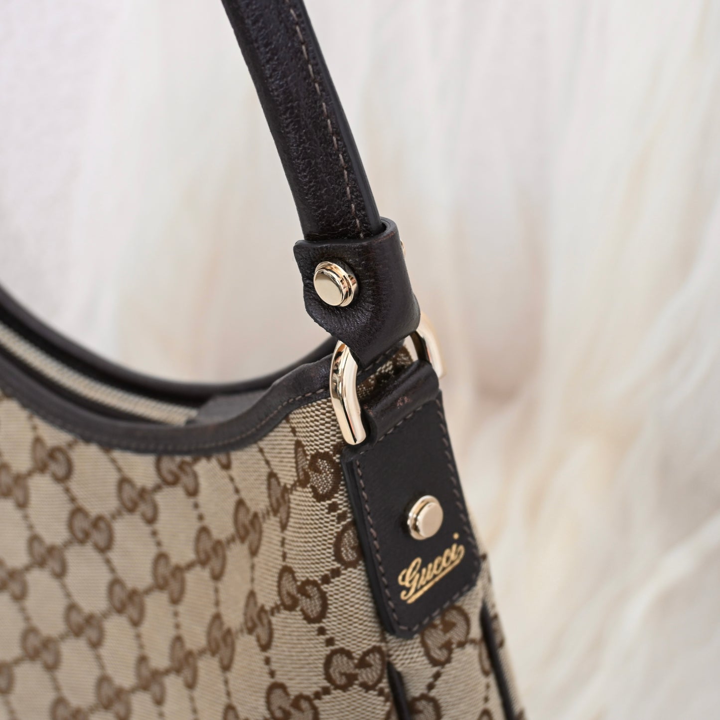 Gucci Abbey Canvas D Ring Hobo Bag