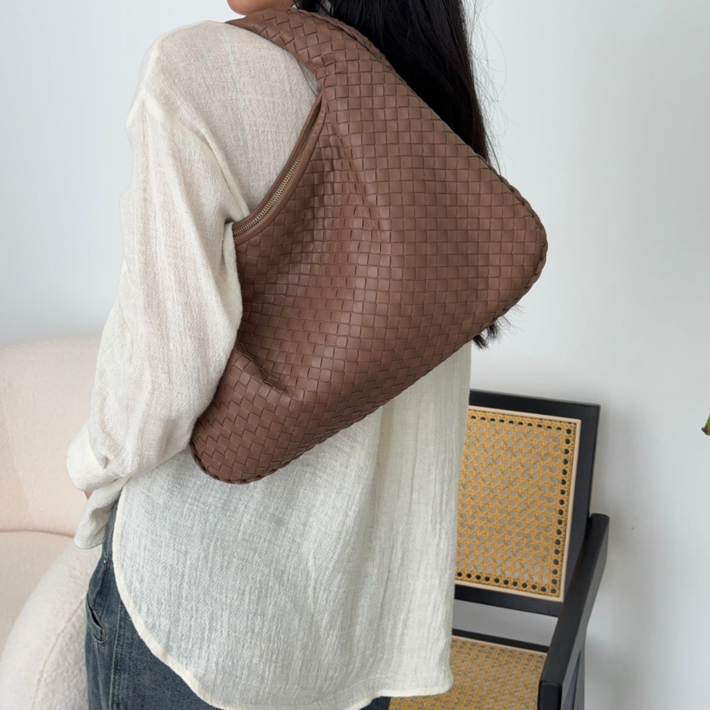 Bottega Veneta Mocha Brown Hobo Bag Small