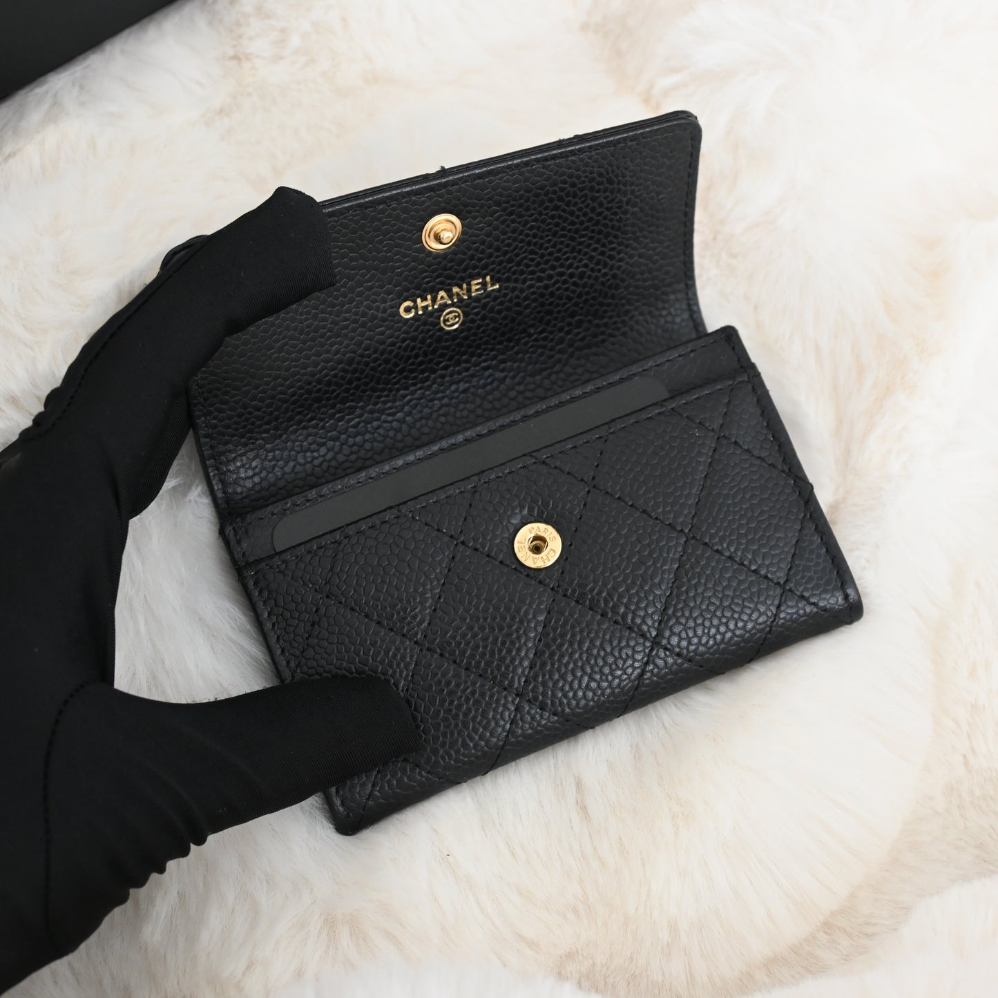 Chanel Quilted Flap Cardholder Black Caviar