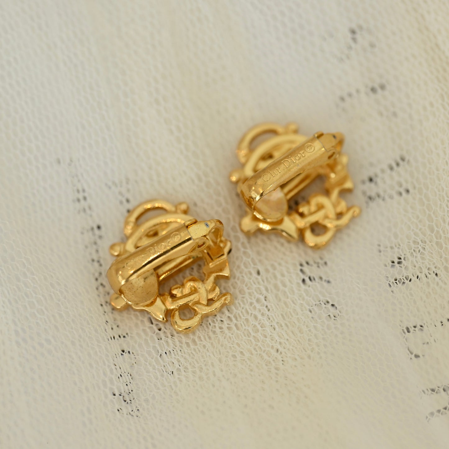 Christian Dior Vintage Pumpkin Anagram Earclips