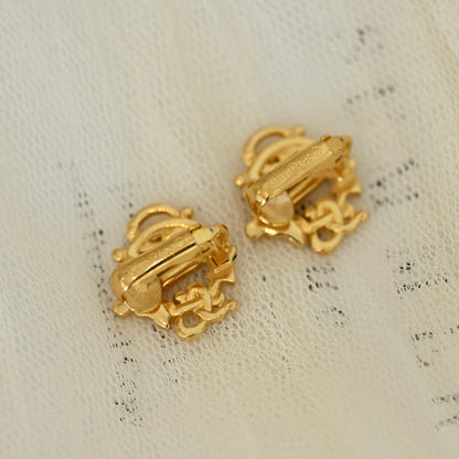 Christian Dior Vintage Pumpkin Anagram Earclips